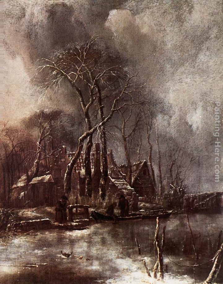 Winter Landscape painting - Jan van de Capelle Winter Landscape art painting
